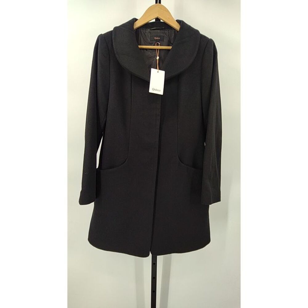 Quince Women Italian Wool Cocoon Coat Black Outerwear Medium - Picture 2 of 3
